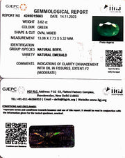 3.62/CT Natural Panna Stone with Govt. Lab Certificate (16650)